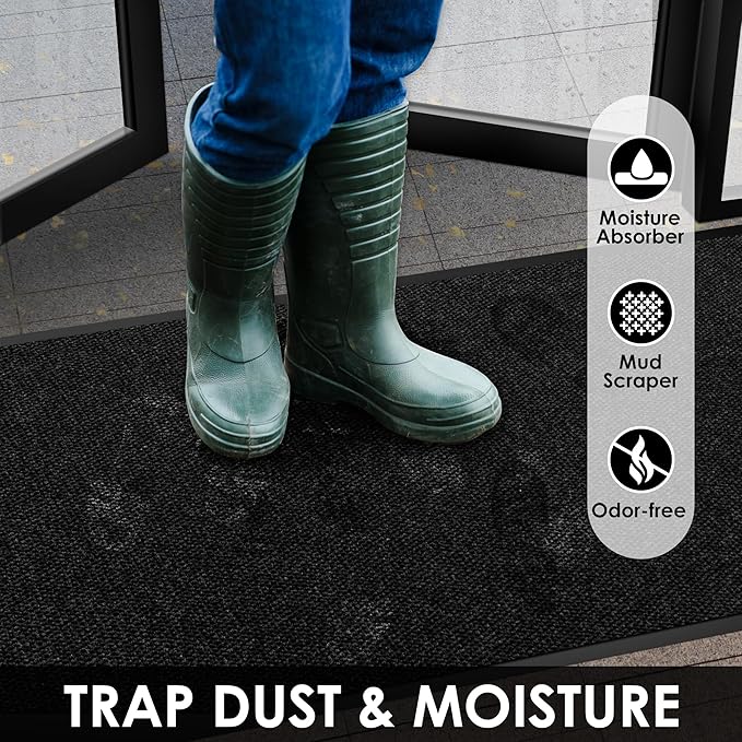 2′ x 11′ Front Door Mat Indoor Outdoor Entrance, Commercial Floor Mat Heavy Duty Dirt Trapper Entryway Doormat, Custom Size Non Slip Rubber Backing Welcome mat, Door Mat for High Traffic Area
