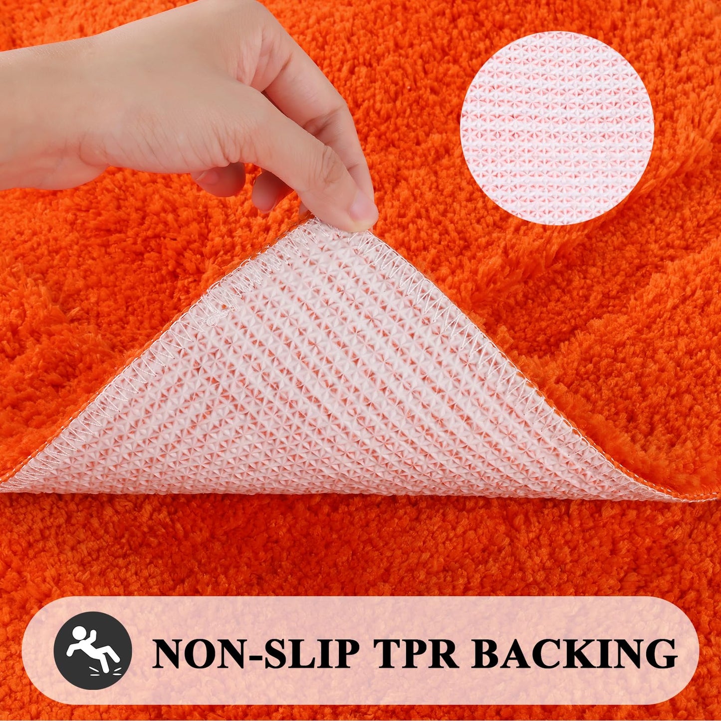 SHACOS Super Soft Bathroom Rugs Set of 2 Pieces 20x32 + 16x24 inch Non Slip Bath Rugs Microfiber Washable Absorbent Bath Mats Plush Bathroom Carpet, Orange