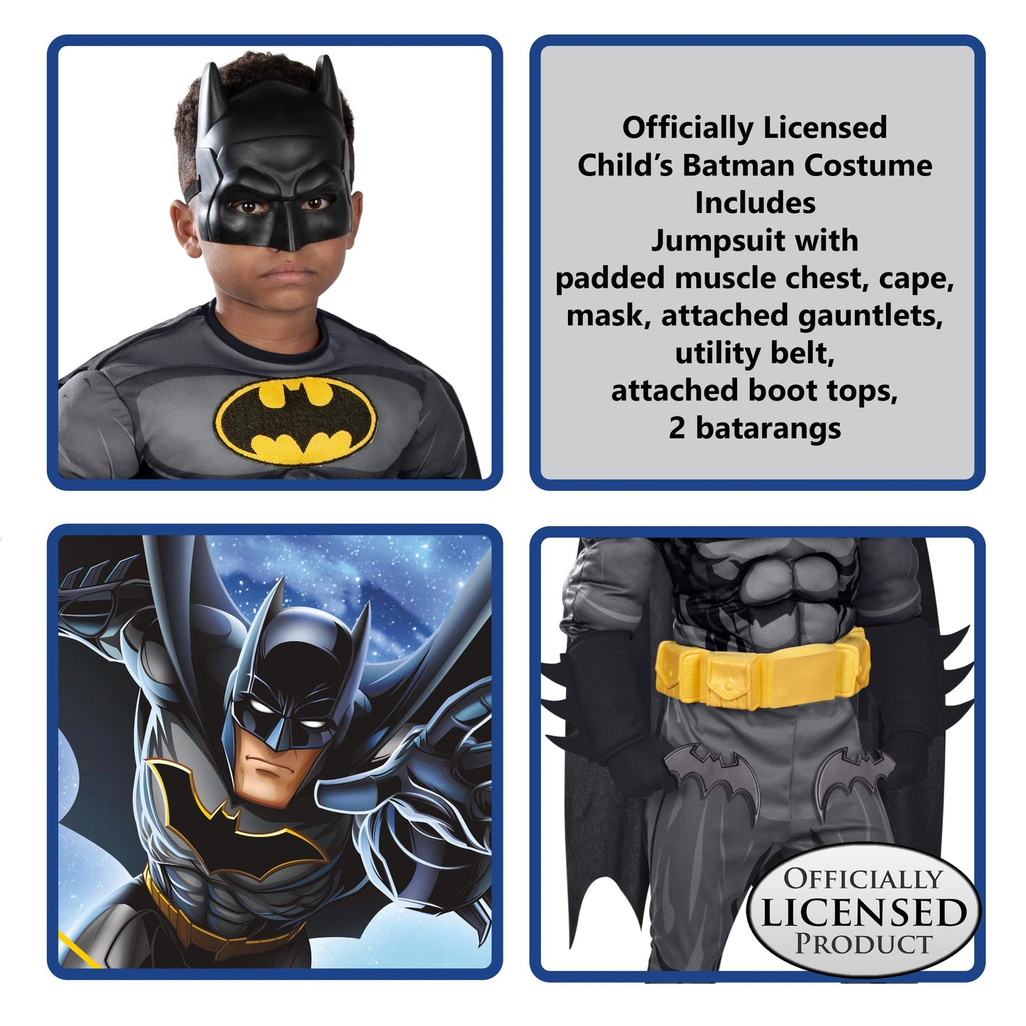 Rubies Child's DC Batman Muscle Chest Costume with Accessories, X-Small