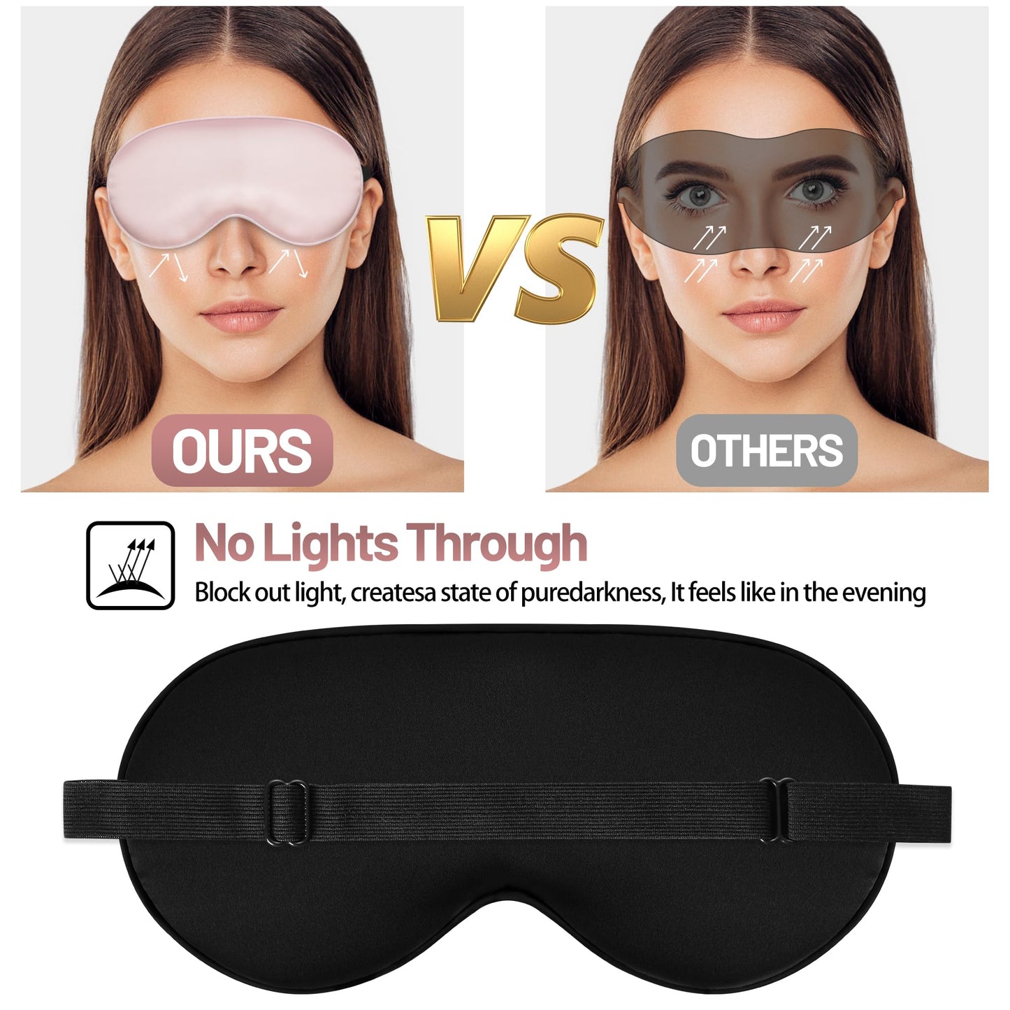 Sleep Mask, Silk Eye Mask for Sleeping with Adjustable Strap, Blindfold Eyeshade for Men & Women, Comfortable & Soft Eye Cover Eyeshade for Night Sleep (Pink)