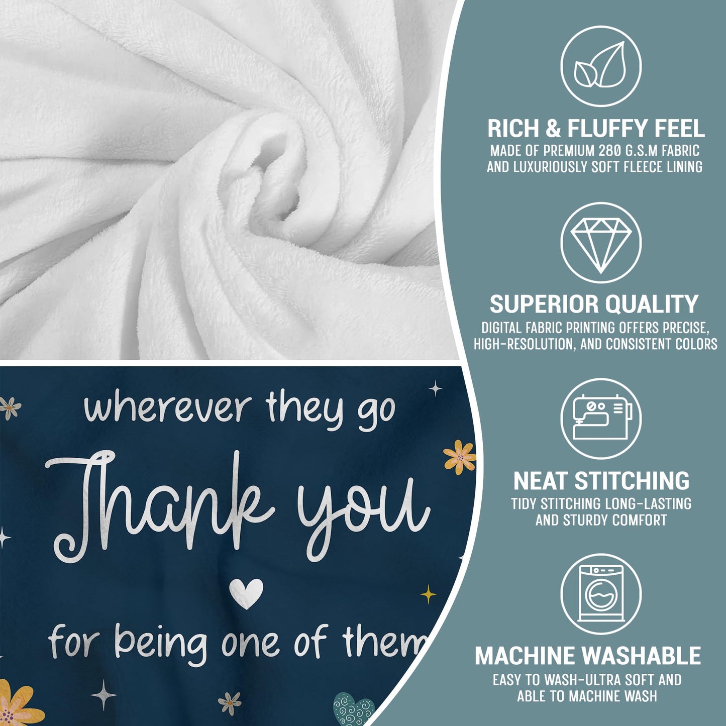 WRAPIX Thank You Gifts for Women - Soft Fleece Throw Blanket 60x80 in - Birthday Inspirational Retirement Gift for Woman Friends Coworkers Employee Nurses, Teacher Appreciation Gifts