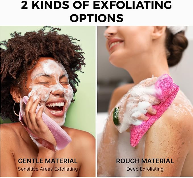 ZOMCHI Soap Bags, Soap Savers for Bar Soap with Different Exfoliating Level, Soap Pouch for Body Wash (2 Pieces, Pink)