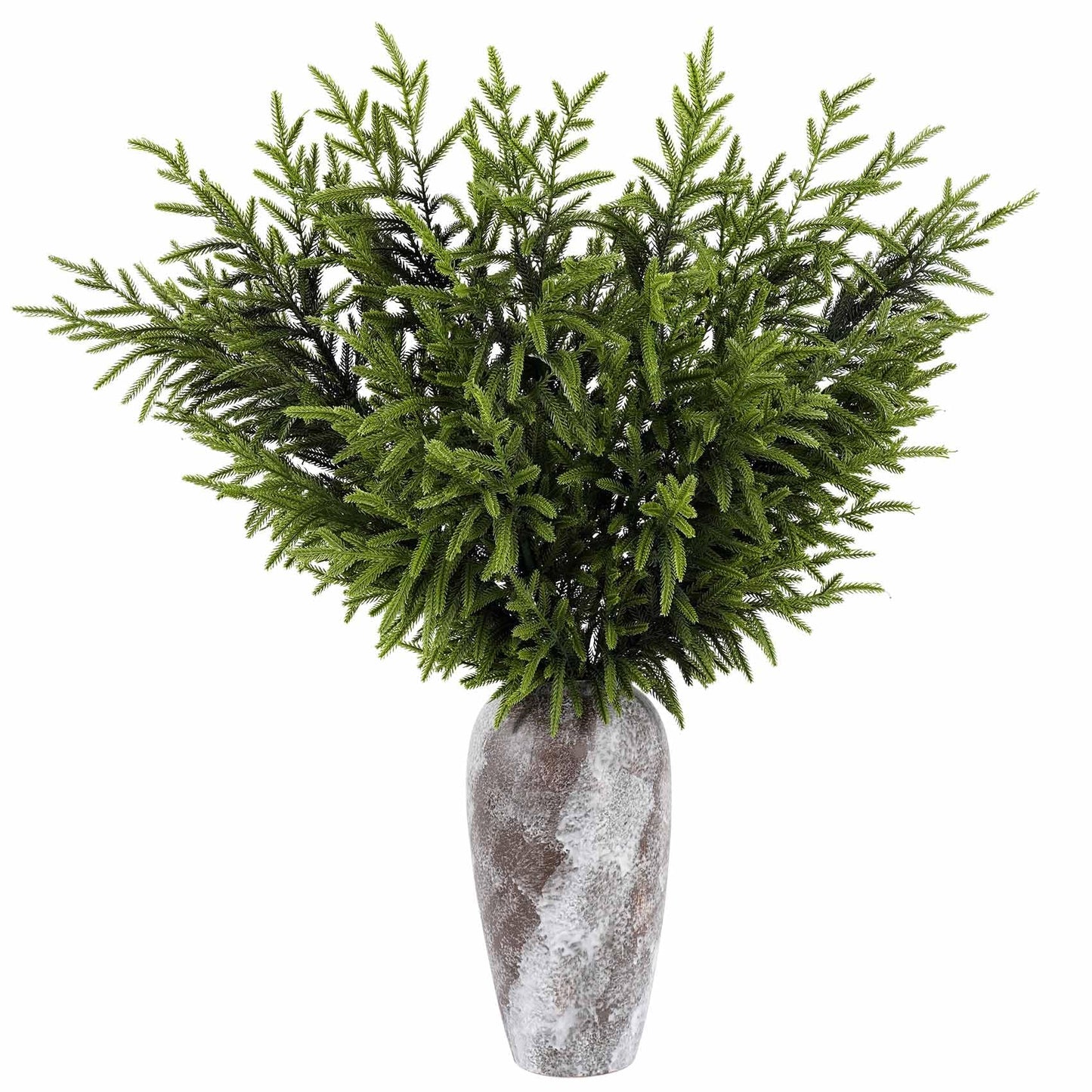 LATIHUUM 6 Pcs Christmas Norfolk Pine Branches - 36" Artificial Norfolk Branch Faux Stem Greenery Pine Picks for Vase DIY Crafts Garland Wreath Xmas Indoor Outdoor Home Decor