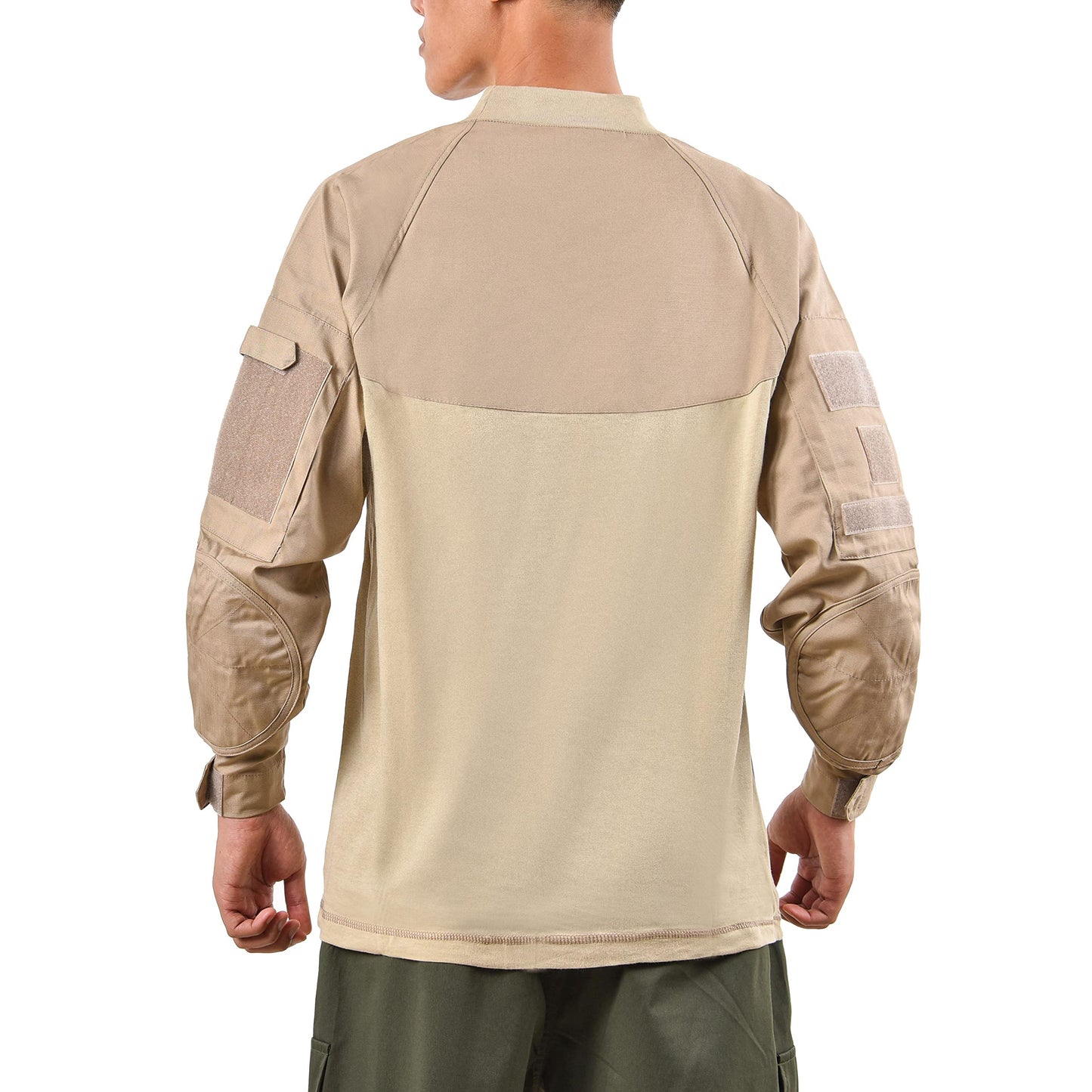 Mens Army Military Battle Combat Camo Tactical Uniform Hunting Game Shirts Tops (Desert Sand, Size S)