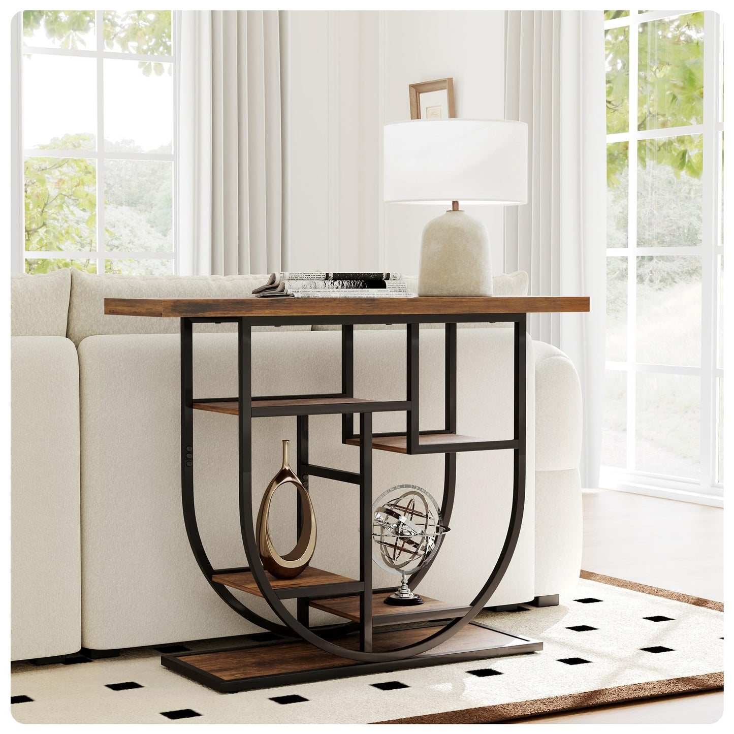 Modern Console Table for Entryway with Storage: 41.3 Inch Wood Sofa Tables for Living Room - Narrow Farmhouse Accent Desk for Home Decor