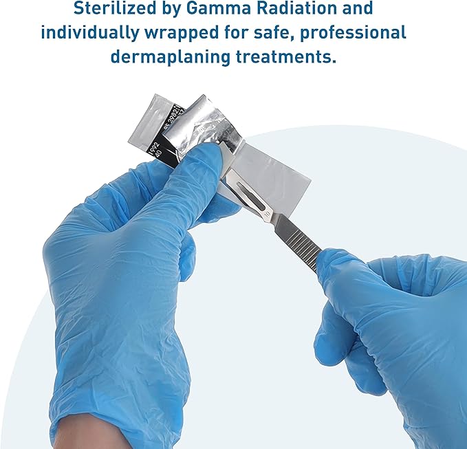 BodyMed Dermaplaning Blades #10 in Stainless Steel, 100 PCS - Disposable, Individually wrapped, Sterile Scalpel Blades for Estheticians, Facial Exfoliation, Hair Removal, Skin Care, Surgical &