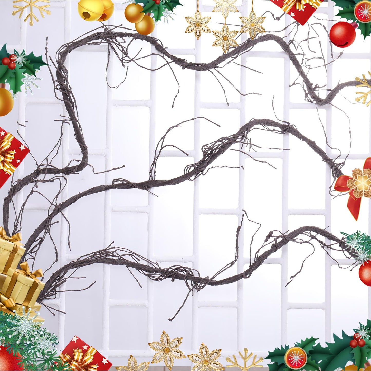 CONGZHANHH 118" Flexible Large Artificial Fake Reptile Plants Tree Branches Twigs Cherry Blossom Liana Wall Hanging Wreath Trunk Stick Vines Garland Wedding Garden X'Mas Halloween Jungle Decoration