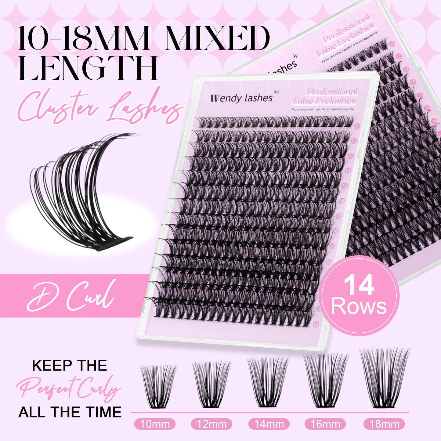 Lash Clusters 40D Wispy Individual Lashes 280PCS D-Curly Volume Lash Extensions 10-18mm Natural DIY Cluster Lashes for Beginners