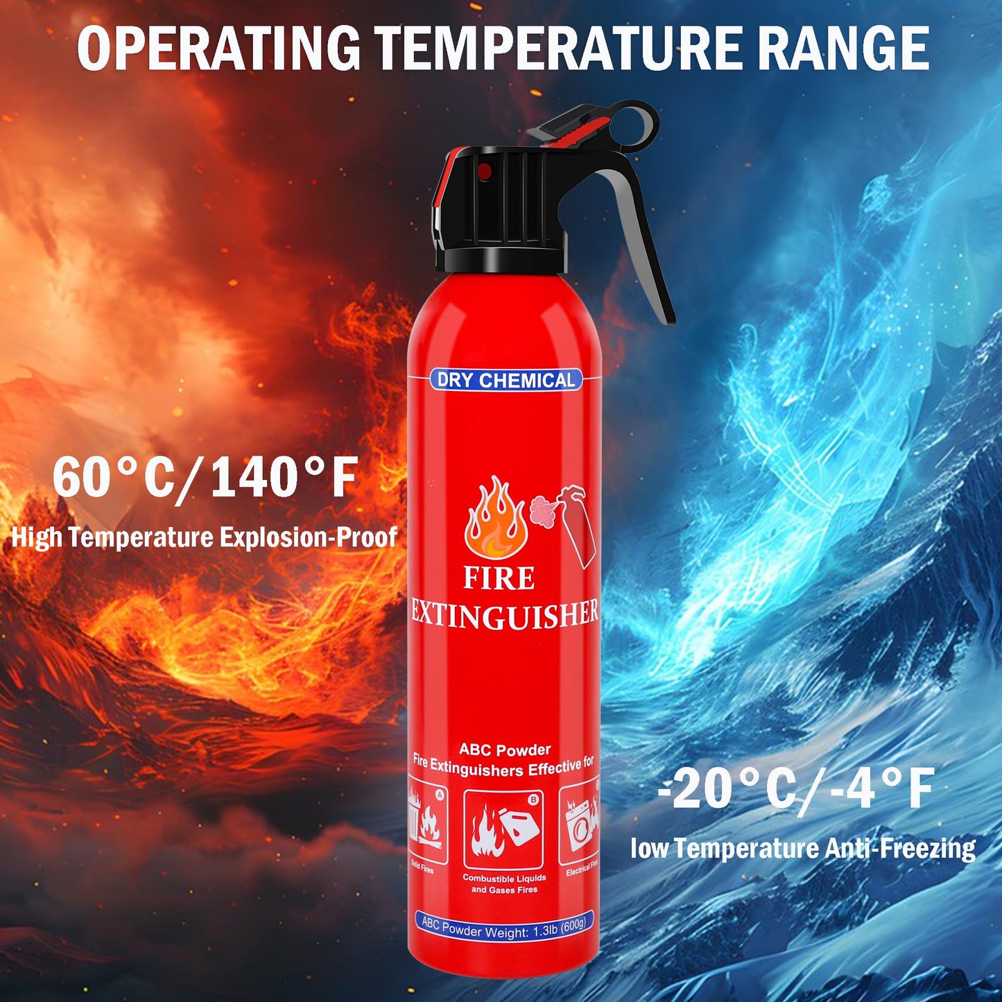 4 Pack ABC Fire Extinguishers for Home & Vehicle, 600ml Dry Chemical Fire Extinguisher with Mounting Bracket – Ideal for Kitchen, Car, Boat, RV & Business Safety