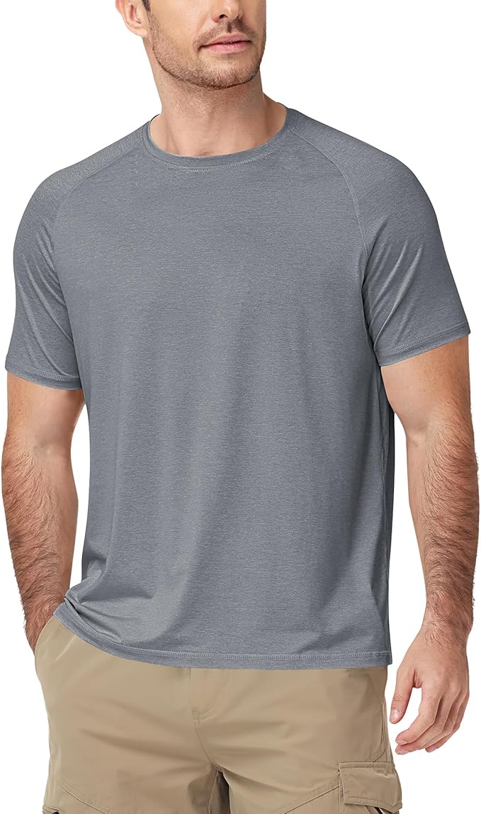 Runhit Mens Swim Shirts Short Sleeve UPF 50+ Sun Protection Rash Guard SPF UV Fishing Shirt Quick Dry Water T-Shirts