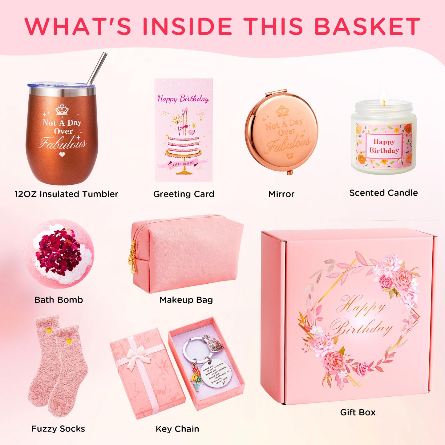 Birthday Gifts for Women,Unique Happy Birthday Gift for Her, Relaxation Spa Bath Birthday Gift Baskets for Female,Gifts Ideas Box Set for Mom Sister Friends Wife Aunt