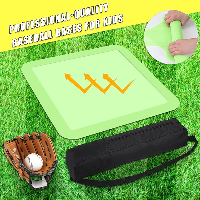 BIYQFCR Baseball Home Plate & Base 5-Piece Set – Ractice Training Equipment for Baseball, Softball, Kickball – 3 Base Plates, 1 Home Plate, 1 Pitcher’s Plate – Backyard, Field Use