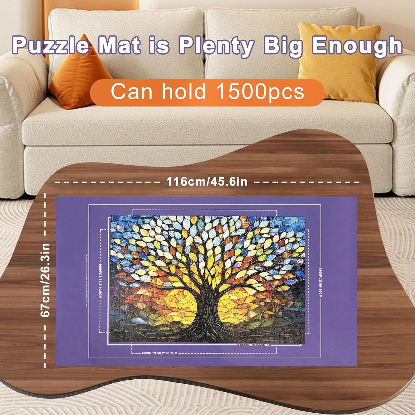 Napzy Puzzle Mat Rollup Puzzle Mats for Jigsaw Puzzles Storage Matt Roll Up Board Saver with 8 Sorting Trays 1 Drawstring Bag Jigsaws Table for Up to 1500PCS