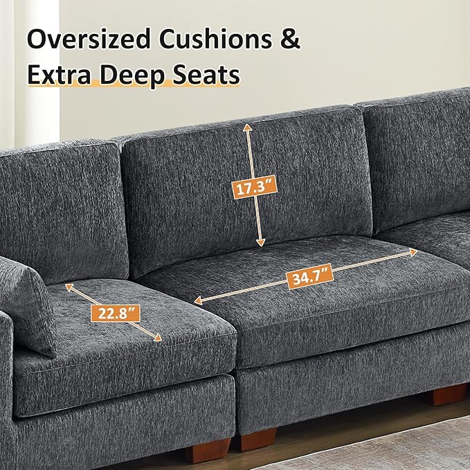 VANOMi Large Modular Sectional Sofa, Oversized Couch with Ottoman, Cloud Couch Deep Seat Sofa with Thick Cushion, Convertible Sectional Couches for Living Room Office Apartment