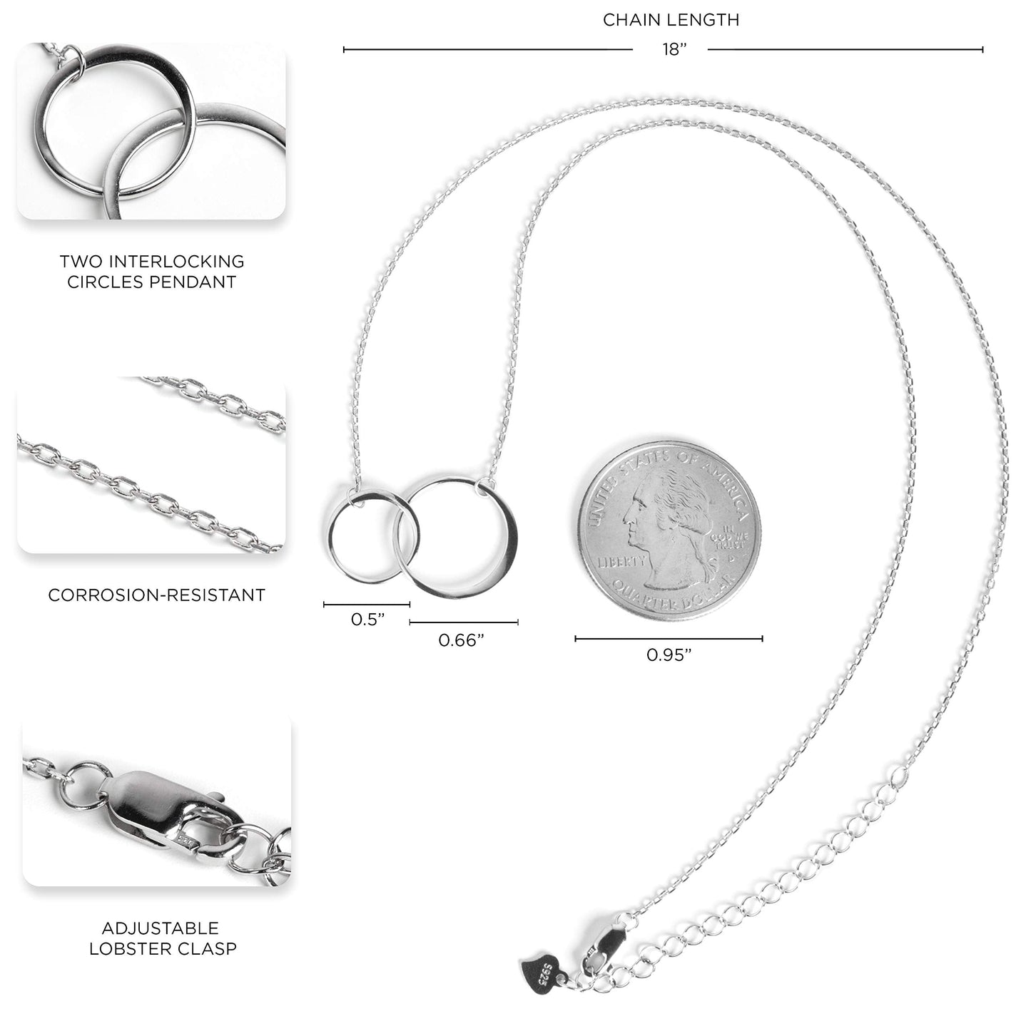 Suavell Mother Son Necklace. Sterling Silver Double Circle Necklace for Women. Mothers Day Mother Son Gifts for Mom and Sentimen