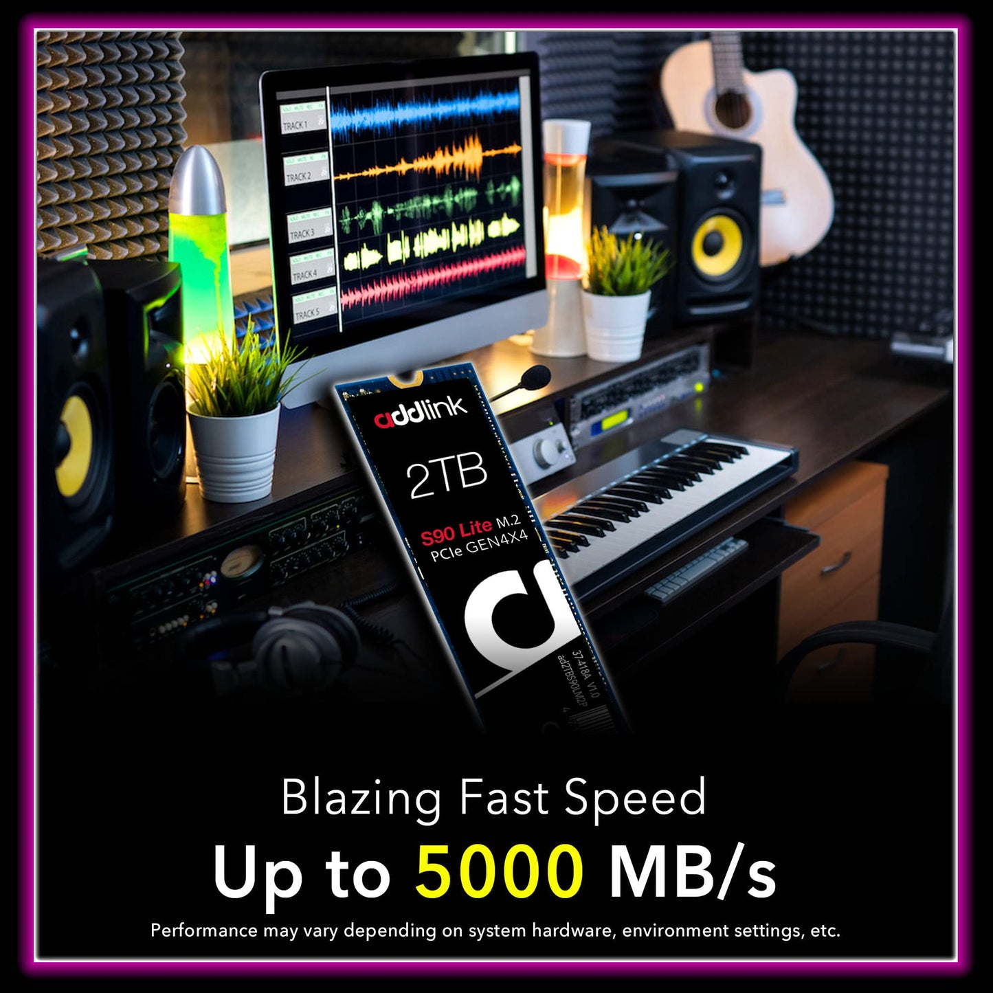 Addlink S90 Lite 2Tb Nvme 4.0 Gen4 Pcie M.2 3D Nand Internal Gaming Ssd - Read Speed Up To 5000 Mb/S (Ad2Tbs90Ltm2P)