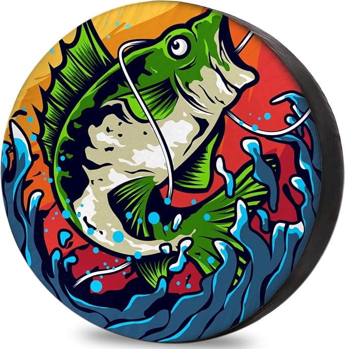 Camper Spare Tire Cover Ultimate Fishing Adventure RV Tire Cover Sunproof DustProof Universal for Trailer SUV Camp Travel ...
