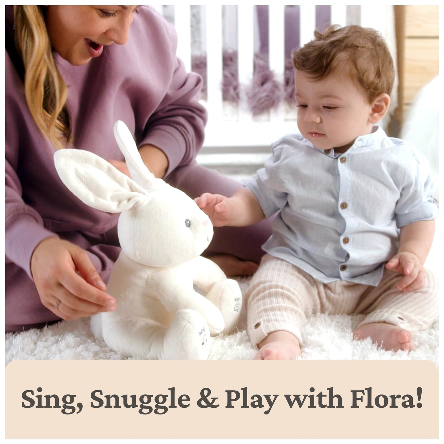 GUND Baby Flora The Bunny Animated Plush, Singing Stuffed Animal Toy for Ages 0 and Up, Cream, 12" (Styles May Vary)