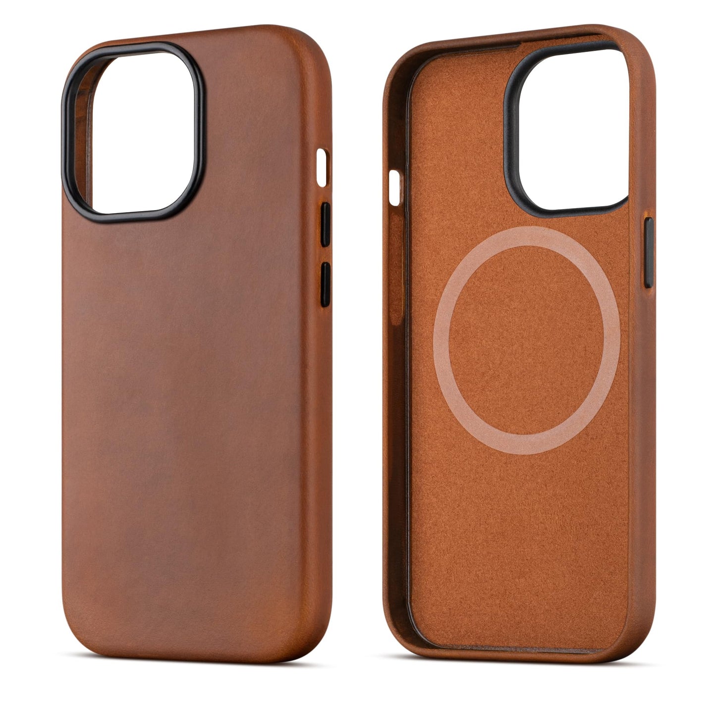 Maogoam For Iphone 14 Pro Case Leather, Genuine Crazy Horse Leather Case For Iphone 14 Pro,Compatible With Magsafe, Indiana-Jone