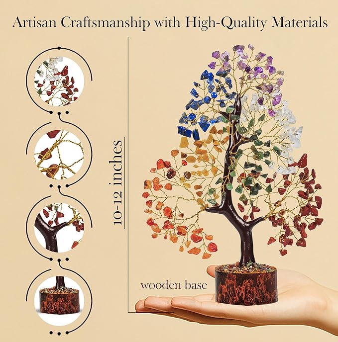 PYOR 7 Chakra Tree of Life Crystal Tree – Healing Crystals & Stones | Housewarming Gift for New Home | Birthday Gift for Women | Home Decor Office Decor | Room Decor