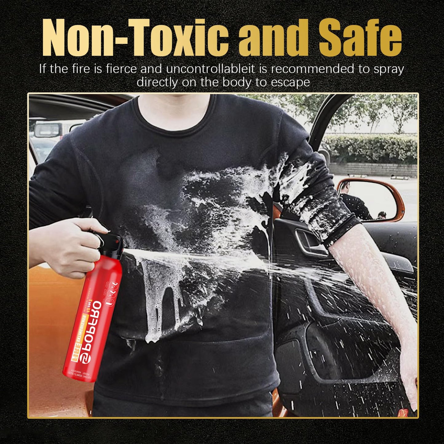 Portable Fire Extinguishers with water-based high-temperature resistance,Can Prevent Re-Ignition,Small and Easy to use，Fire Extinguishers for Car/House/Kitchen/Boat/business,620ml（2pack）