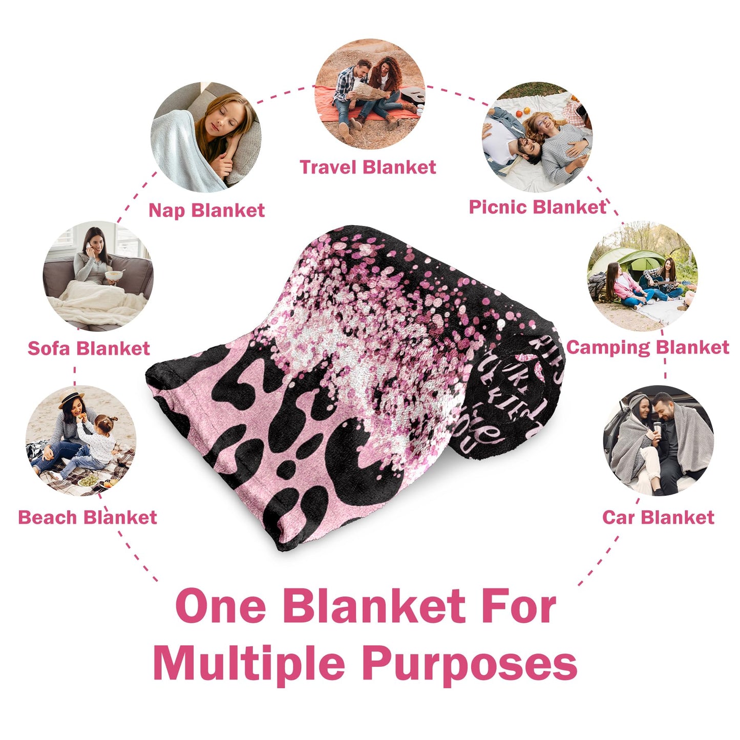 GoMelley 50th Birthday Gifts for Her- 50 and Fabulous Cheetah Leopard Print Flannel Blanket- 50 Years Old Gifts for Women, 50th Birthday Gifts for Women, Friends, Mom, Wife, Aunt, Sister, 60"*50"