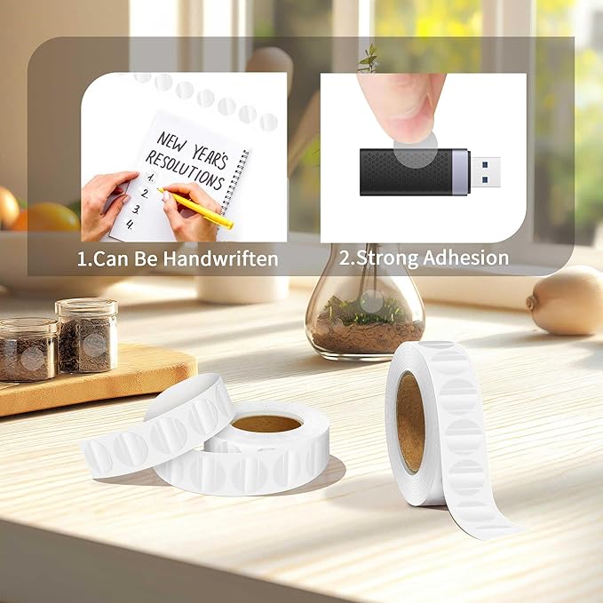 Transparent Dot Stickers 3/4 Inch,1000 PCS 0.75" Blank Small Color Labels for Classroom,Papers,Market,Price Tags and Library Book Labels.Non - Printable Round Colored Stickers