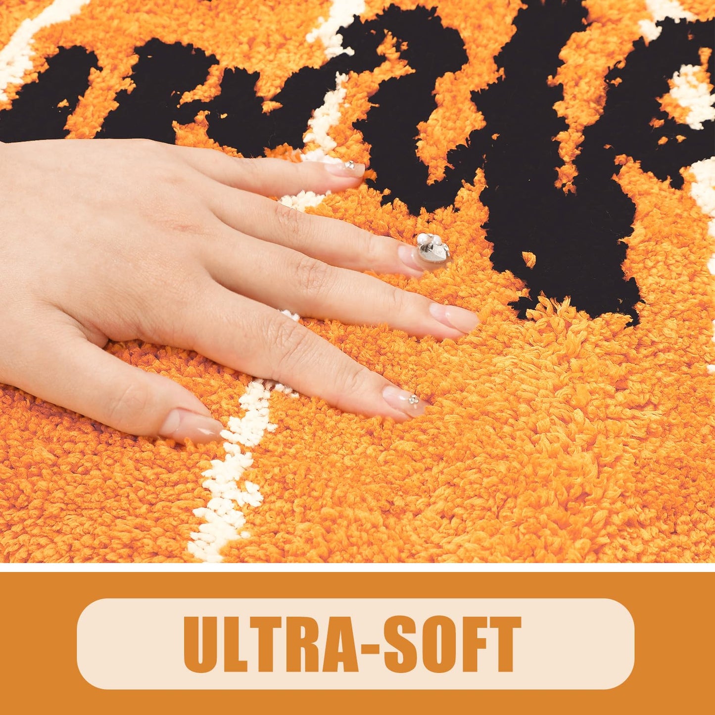 JarThenaAMCS Fall Hello Pumpkin Cute Absorbent Bath Mat Non Slip Orange Shower Rug for Autumn Home Kitchen Entrance Decor, 19.3" x 23.6