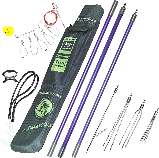 SINGMATOOLS Spearfishing Pole Hawaiian Sling Fishing Spear Set Fiberglass Pole Spear Harpoon Spearfishing Gear