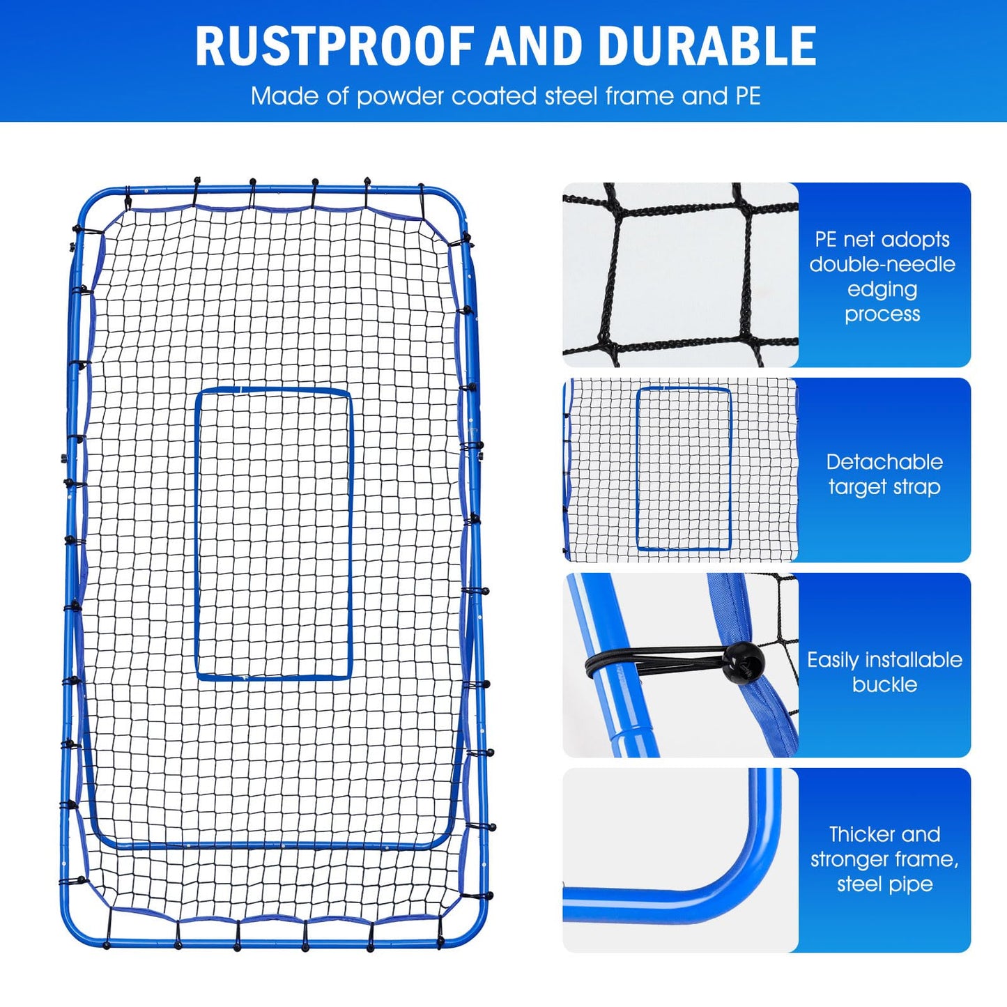 7x4FT Volleyball Rebounder Net Pro, Baseball Softball Rebound Pitch Back Net, Adjustable Angle Lacrosse Bounce Back Practice Equipment, Easy Quick Setup, Ideal for Outdoor and Backyard Training