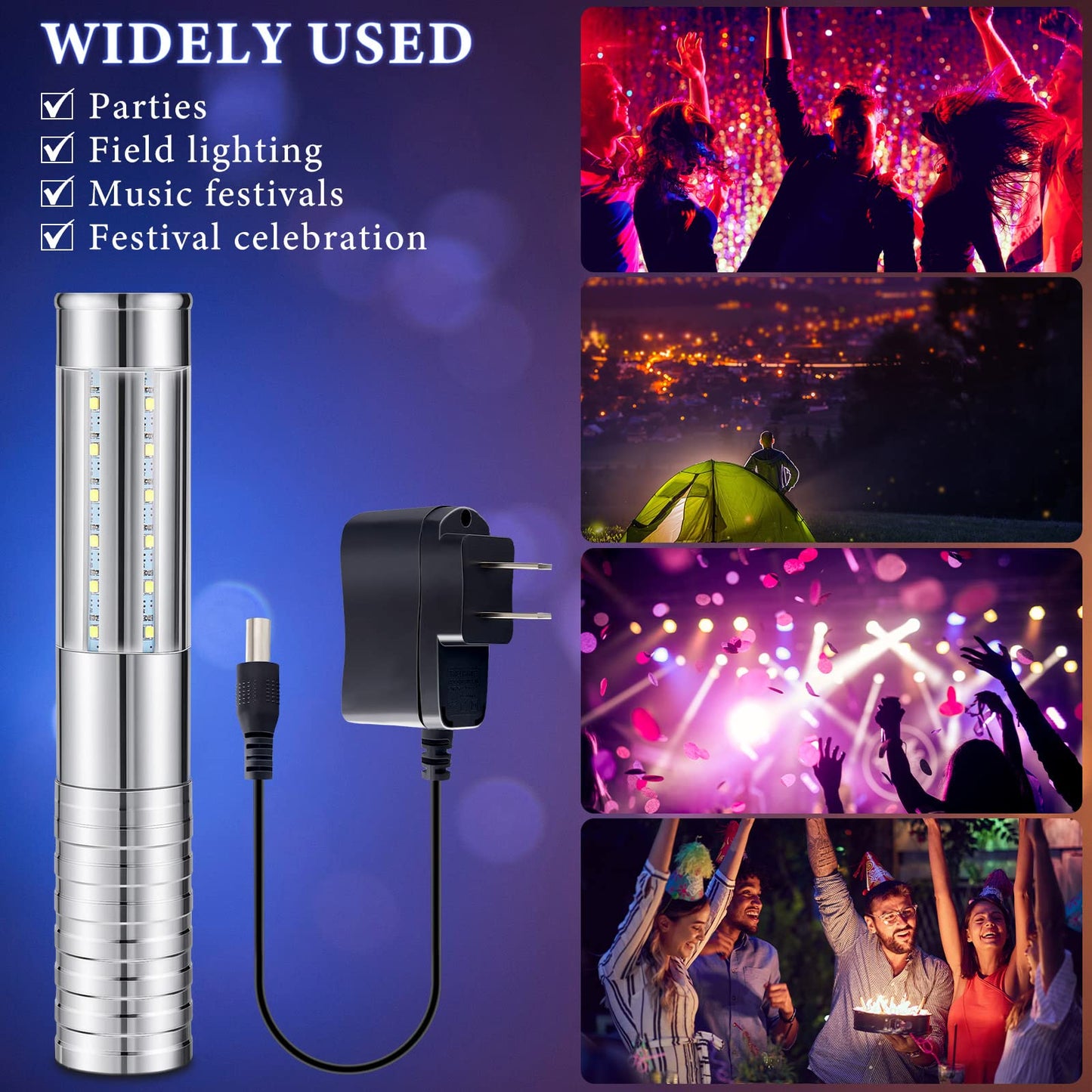 Civaner Upgrade 4 Pcs Bottle Service Lights LED Strobe Baton Bottle Girl Lights Rechargeable Handheld Flashing Club Signs for Birthday Wedding Party(Silver Colorful Light)