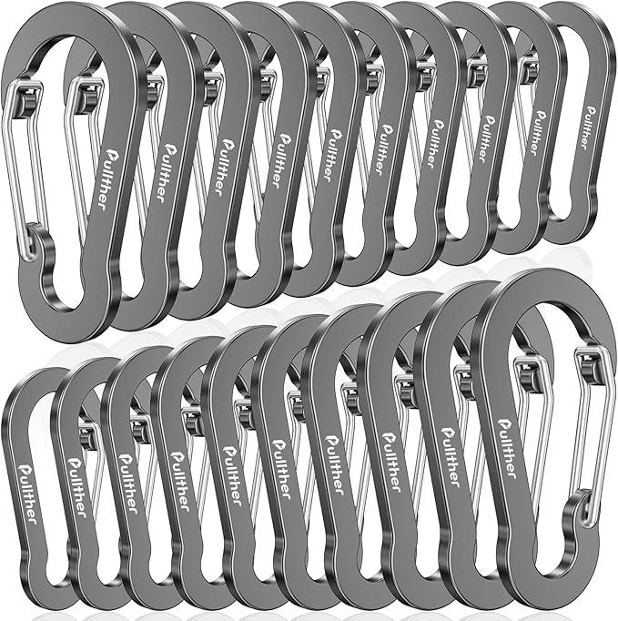 Pullther fishing Aluminum Carabiner Clips- Set of 20,Carabiner Clip 2 inch,Corrosion-Resistant,Lightweight,Ideal for Outdo...