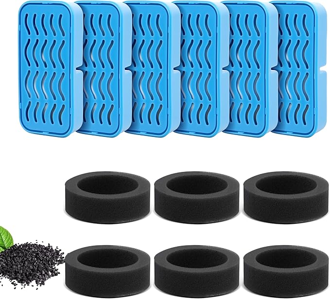 PETCHO 6-Pack Cat Water Fountain Filters Compatible with Original Stainless Steel Cat Water Fountain, Activated Carbon & R...