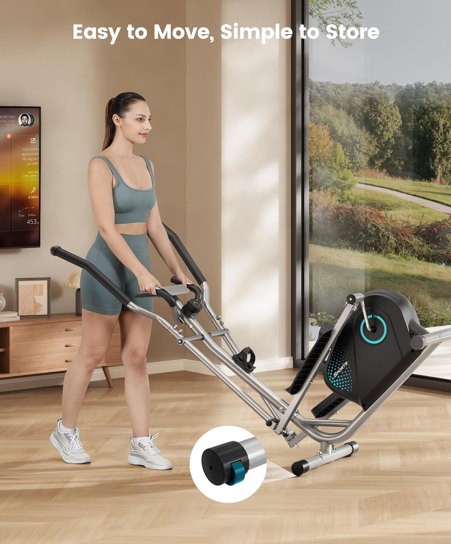 Dripex Elliptical Exercise Machine, Hyper-Quiet Magnetic Elliptical Machine for Home, 16-Level Resistance Elliptical Training Machines with 13.2LBS Flywheel, Pulse Sensor & LCD Monitor (Turquoise)