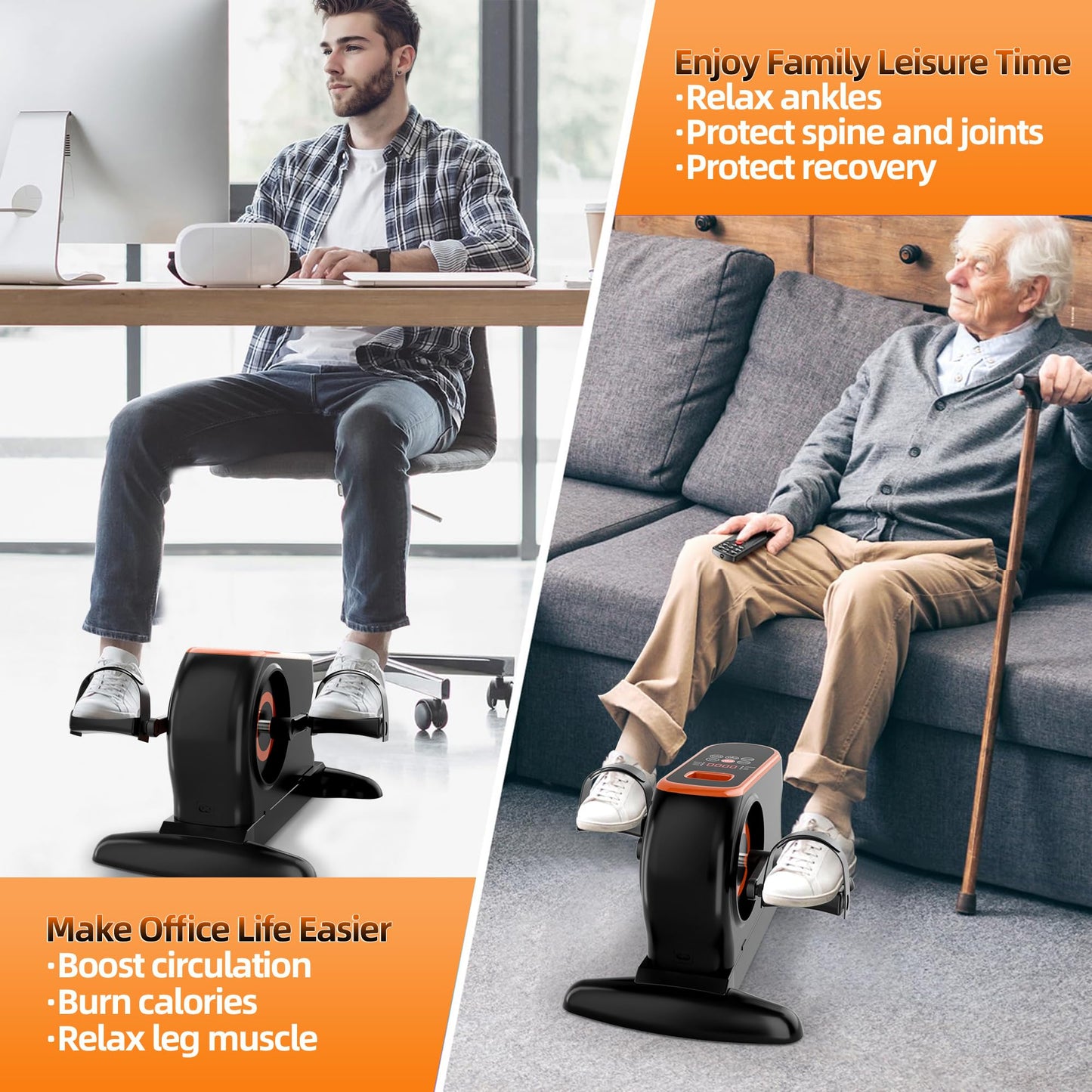Under Desk Bike, Electric Pedal Exerciser for Seniors & Rehab Training with 12-Level Speed Adjustment, Motorized Arm/Leg Fitness Equipment with Smart Safety Stop & Free Arm/Hand Support Straps