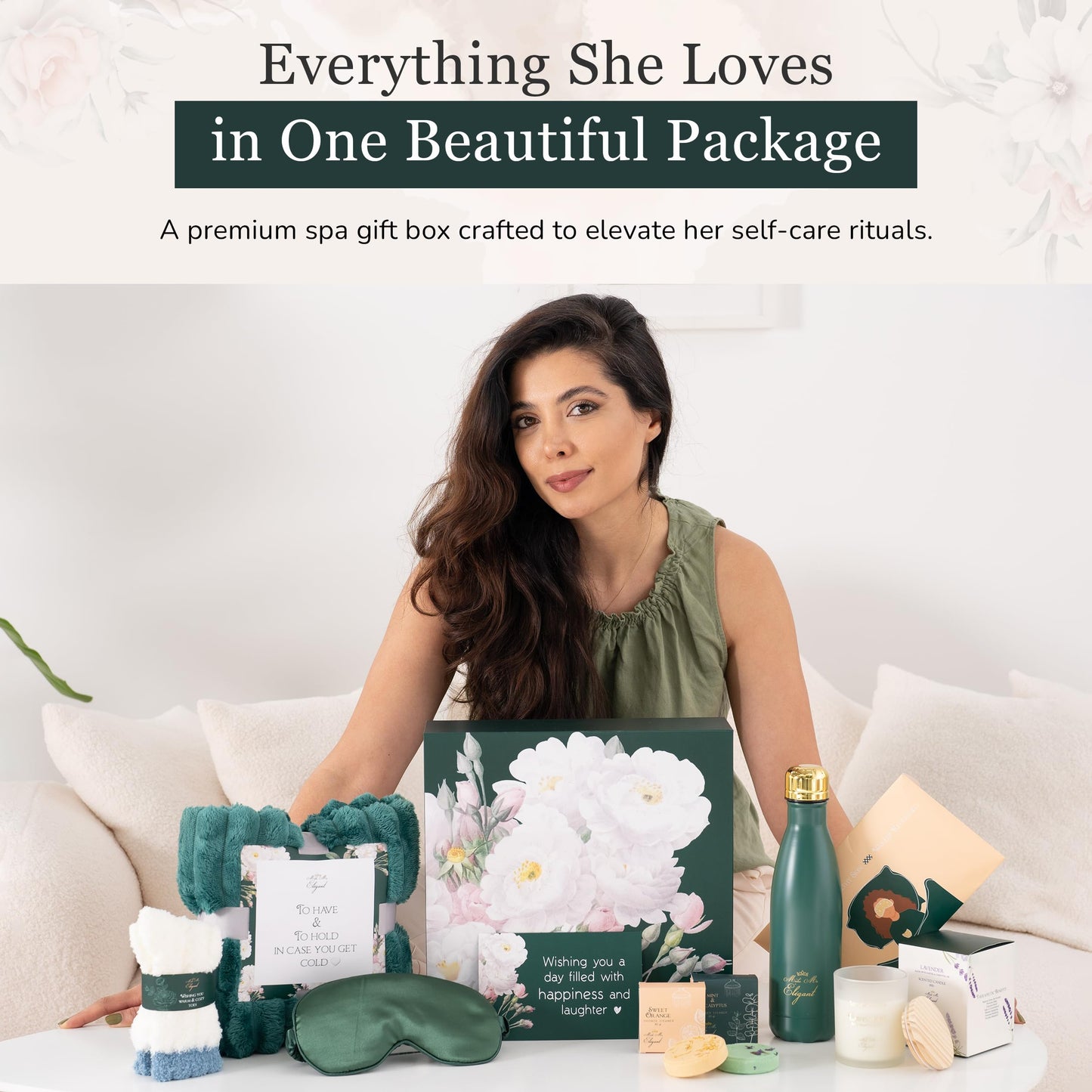 MAKE ME ELEGANT Spa Gift Baskets for Women, Luxury Self Care Package Happy Birthday, Mothers Day Gifts Box, Unique Designs Satisfying Gift Cards for Womens, Express Elegance and Aristocratic Charm
