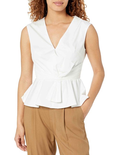 CLUB MONACO Women's Twist TOP, White/Blanc