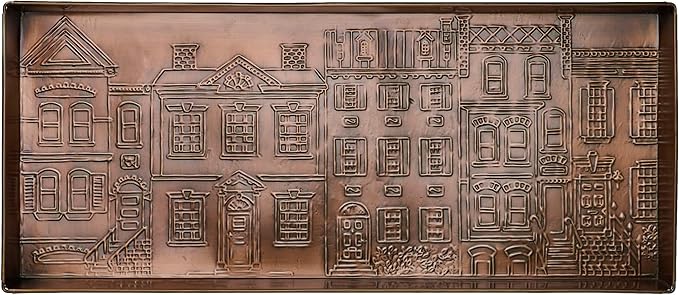 HF by LT Townhouses Pattern Metal Boot Tray, 30 x 13 inches, Antique Copper Finish