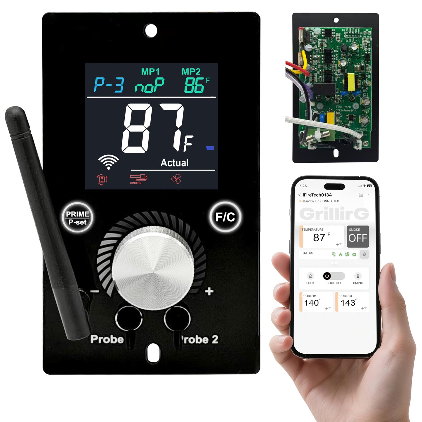 Smart WiFi Universal PID Temperature Control Board with APP Smart Control for Pit Boss, Traeger, Z Grills & Smokers – Digital Grill Controller Replacement