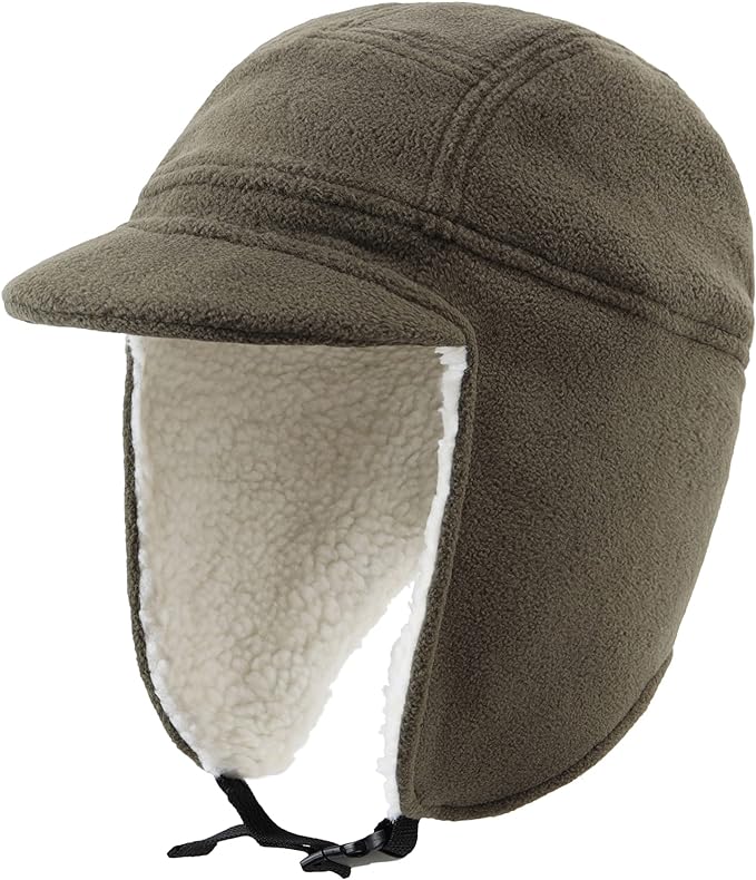 Connectyle Men's Sherpa Lined Warm Winter Hats with Visor Windproof Earflap Hat Outdoor Thermal Skull Cap Trapper Hat