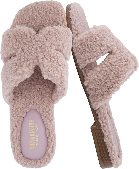 CUSHIONAIRE Women's Visa cozy slide sandal +Memory Foam, Wide Widths Available