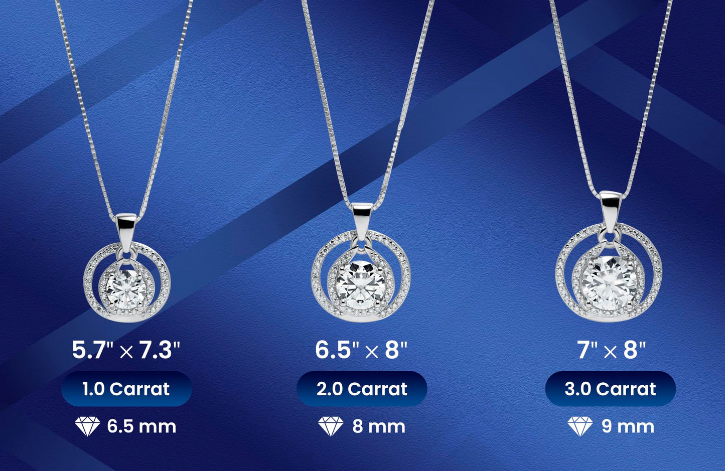 TOR JEE Certified Moissanite Pendant Necklace Gift for Women Birthday for Her, Platinum Plated Silver Necklace with Moissanite Diamond Imitation Gift for Wife from Husband (Circles, 1 CT)