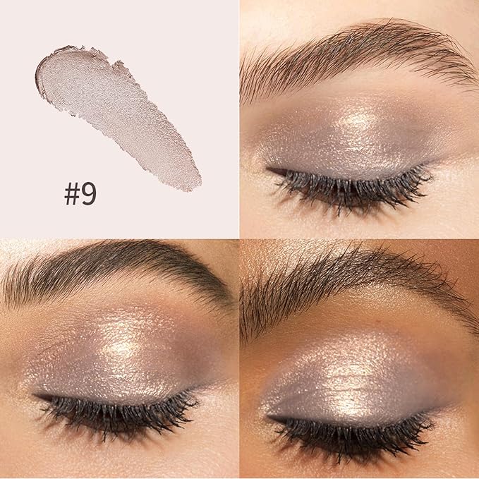 CHIFURE Eyeshadow Stick, Shimmer and Matte Cream Eye Shadow Brightener Sticks Eyeliner Pencil Crayon, Waterproof Long Lasting Eye Highlighter Stick Makeup,0.056 Oz(2PCS #6-Oyster+#9-Champagne)