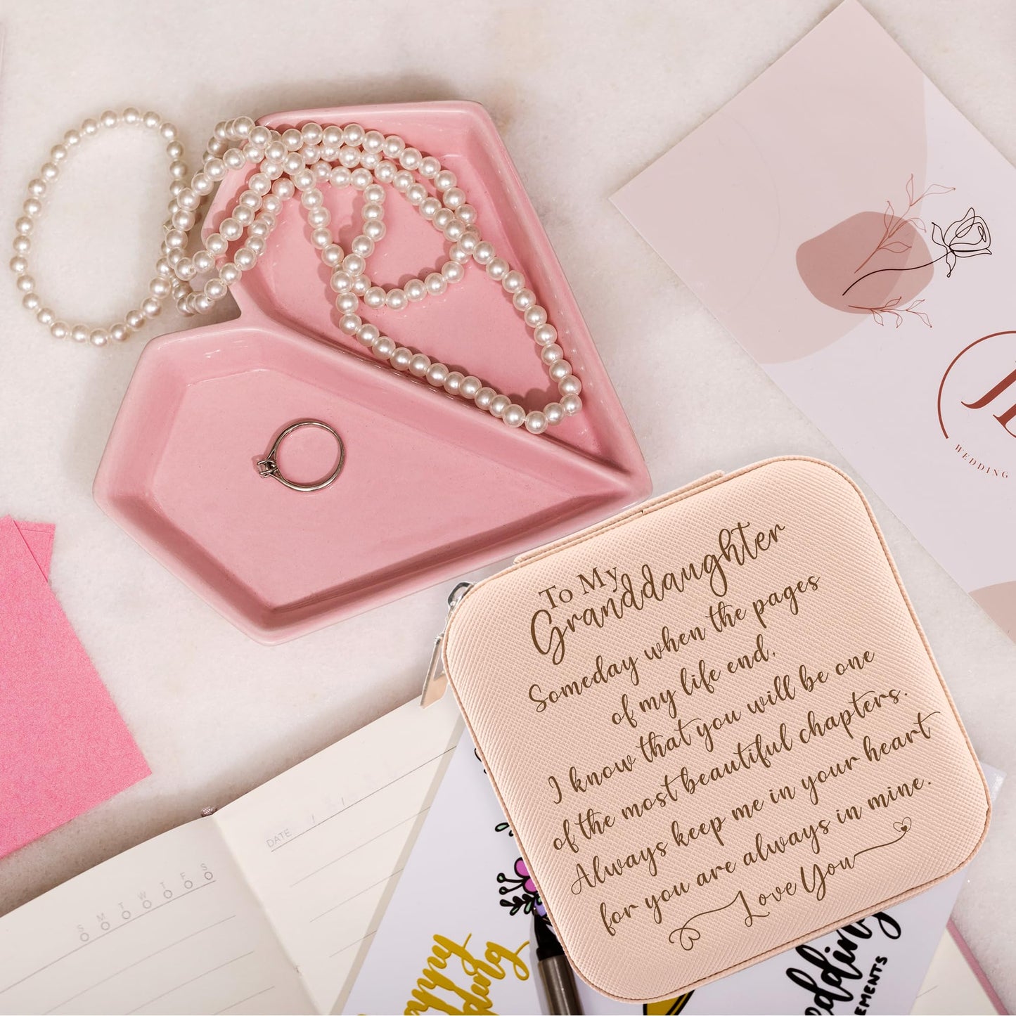 To My Granddaughter Gifts from Grandma and Grandpa, Granddaughter Travel Jewelry Box Gift, Birthday Xmas Gifts for Granddaughter from Nana Papa, Graduation Gift for Granddaughter from Grandparents