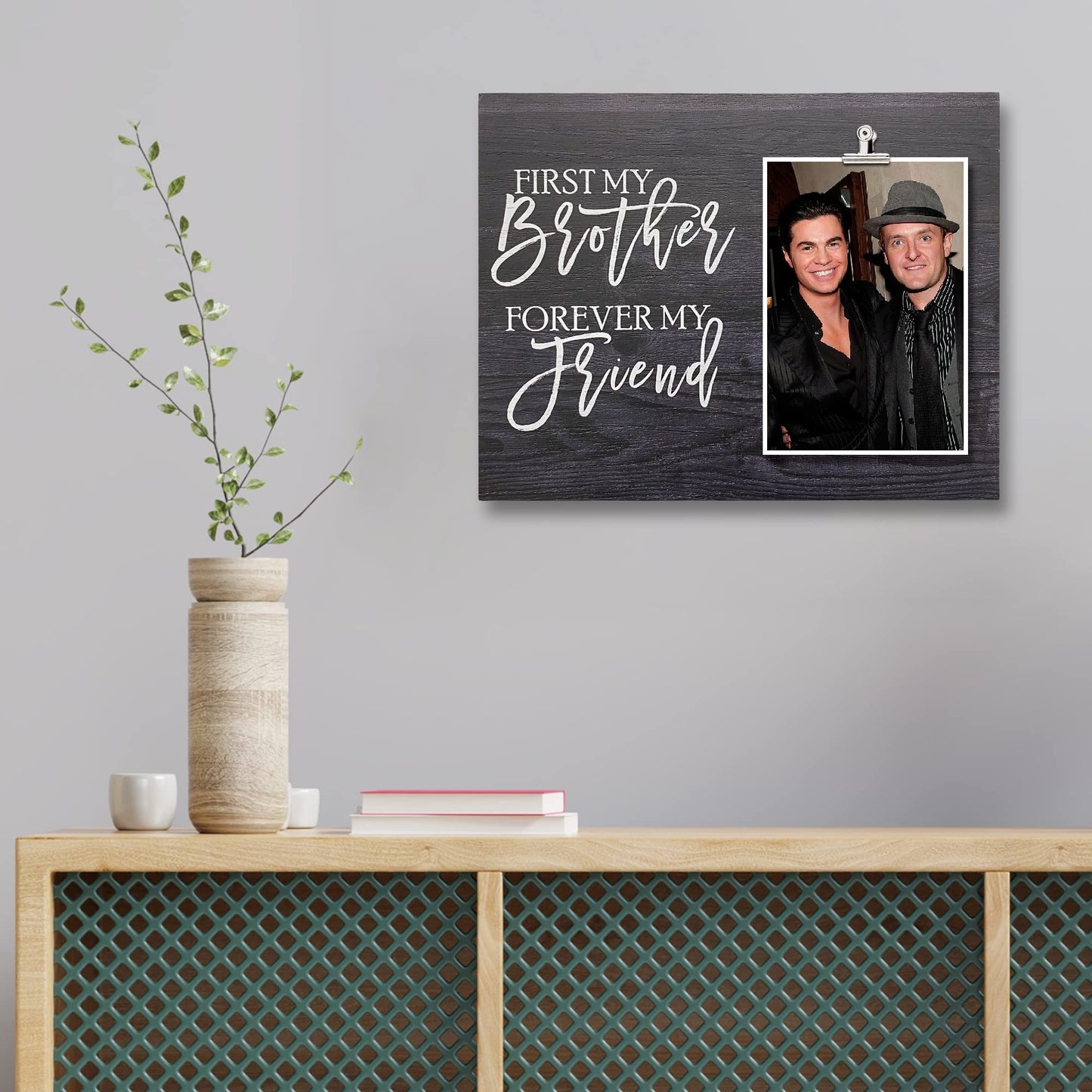 ZENNLAB Brother Picture Frame Holds 4x6 Photo, Rustic Black Wood Frame, 9.84 x 7.87 inches for Brother from Sister