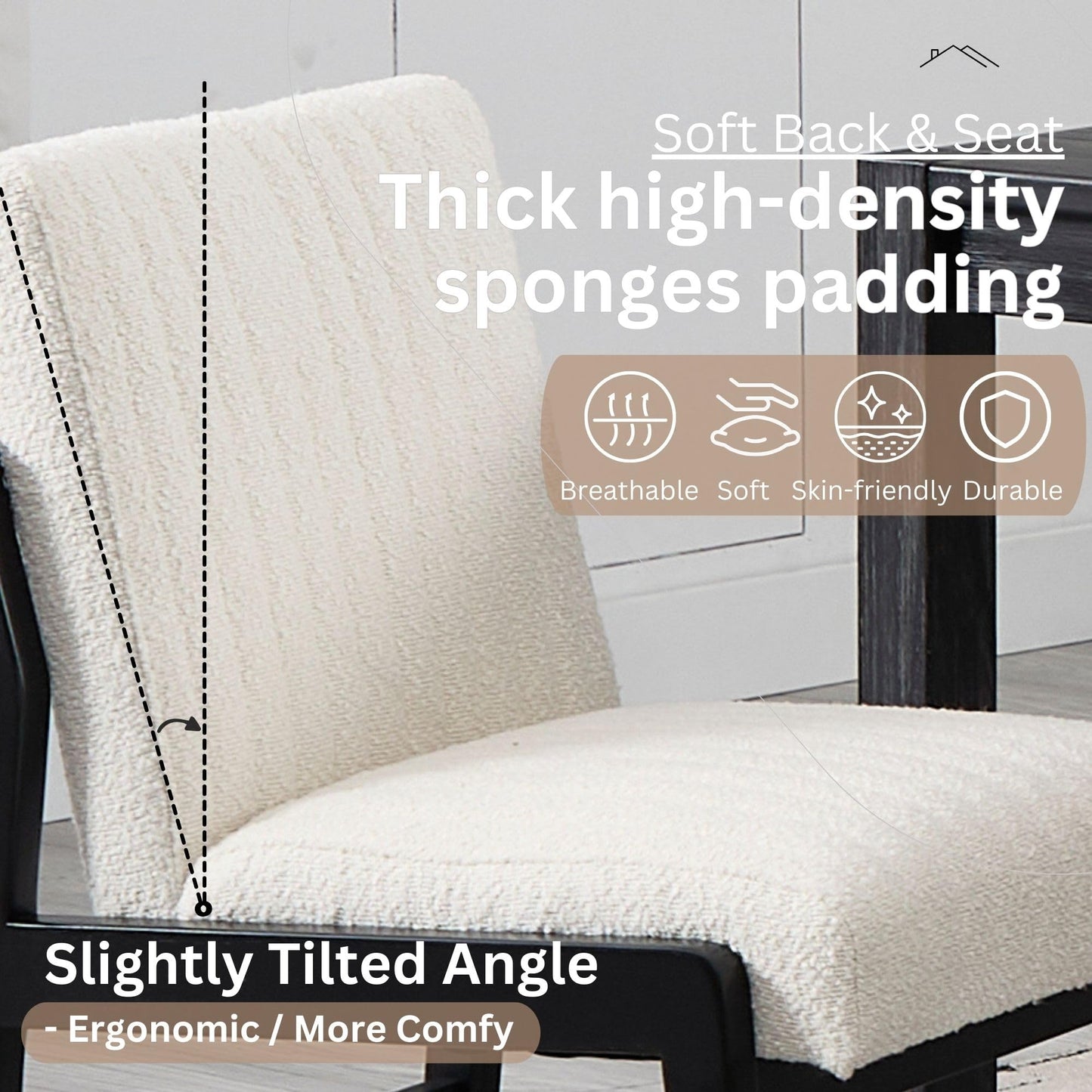 BESTANO Modern Upholstered Dining Chairs Set of 4, Kitchen Dining Room Chairs with Back Armless Accent Side Chairs for Living Room Bedroom Restaurant, Black Wood Leg/White Sherpa Boucle