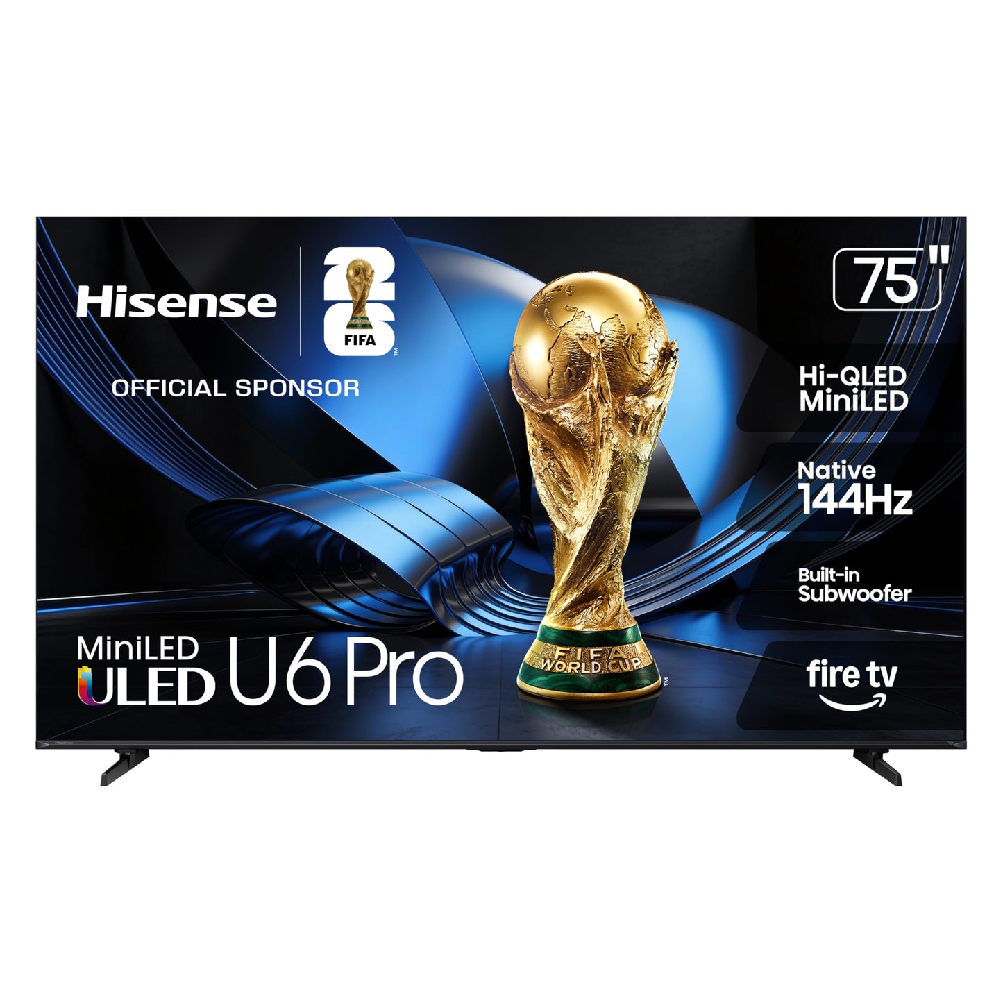 Hisense 75" U6 Pro Series Mini‑LED ULED 4K UHD HDR Gaming AI Smart Fire TV (75U6SF Pro, 2026 New) – Hi-QLED, Native 144Hz, Motion Rate 480, Dolby Vision IQ,· Atmos, HDR10+, Glare-Free, Alexa+