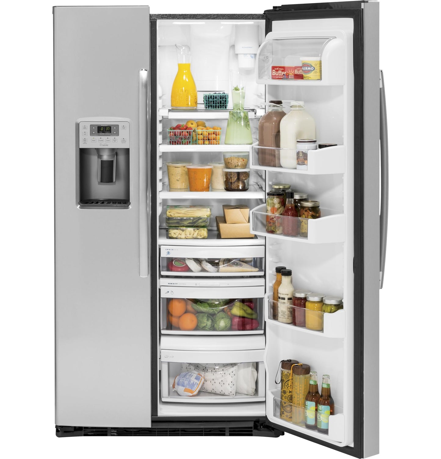 GE Profile 25.3 cu. ft. Side by Side Refrigerator in Fingerprint Resistant Stainless Steel PSE25KYHFS