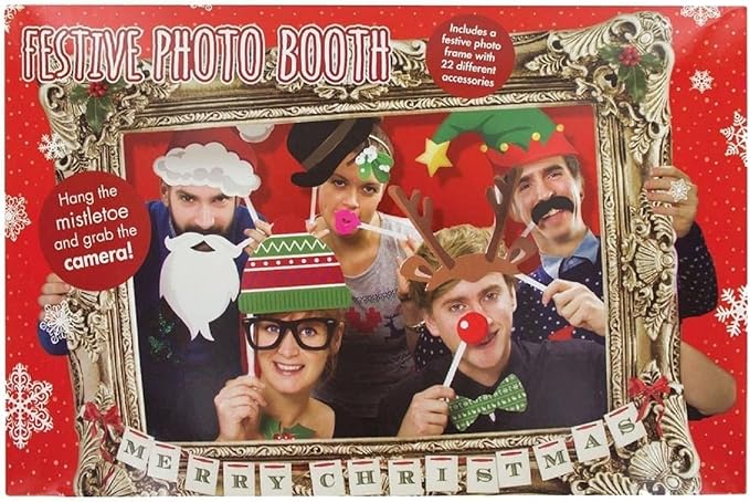 Festive Holiday Christmas Photo Booth Props with Card Frame Holiday Party Decoration and Entertainment