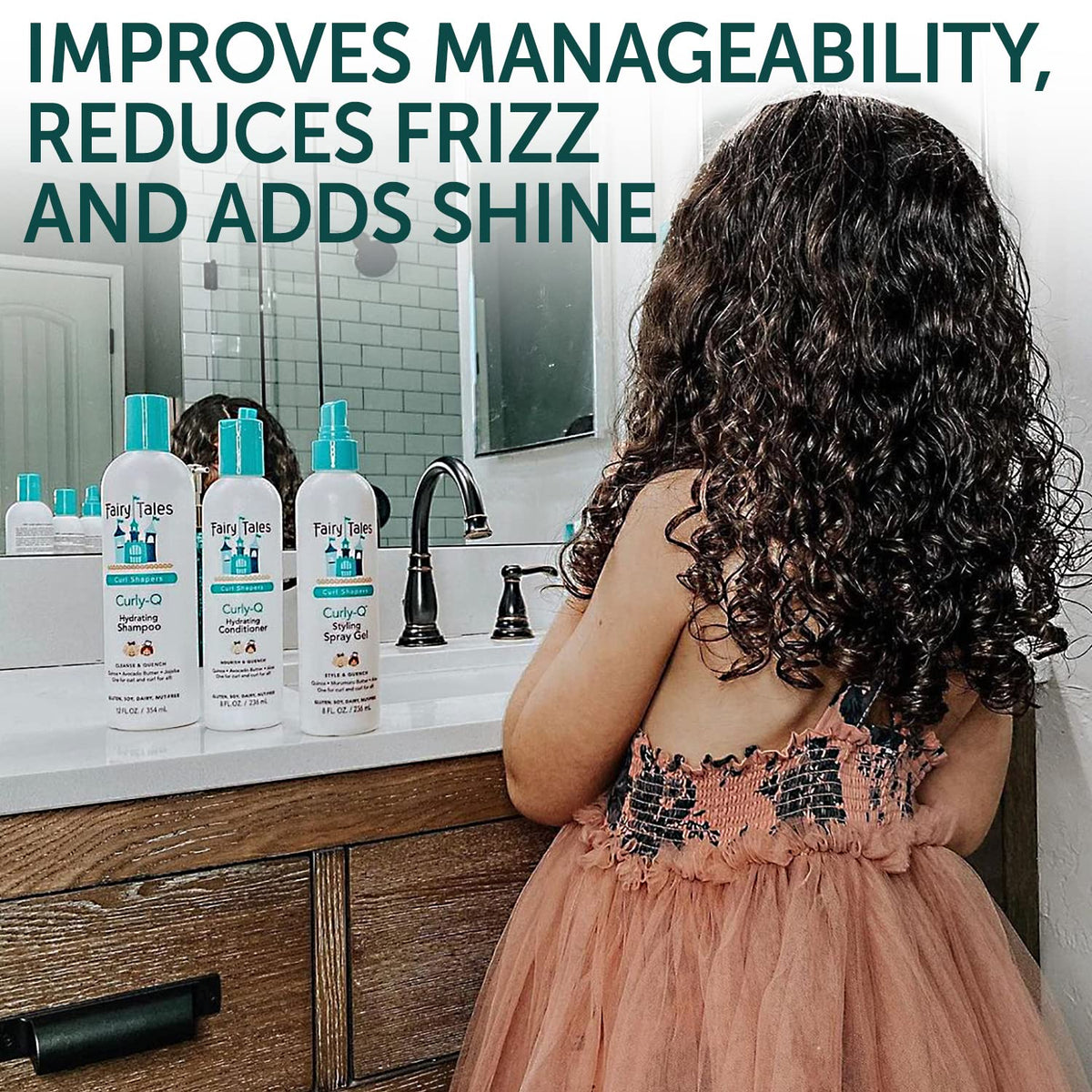 Fairy Tales Curly Q Shampoo & Conditioner Kit for Curly Hair - Hydrates, Detangles, Defines Curls, Tames Frizz -free from Phthal